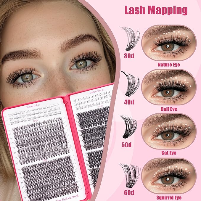 CCODDY Lash Clusters Kit - False Eyelash with Bottom Lashes - 748 Pieces - Black, Synthetic, Lightweight & Soft Fibers - D Curl Upper & 5-7MM Bottom - No Adhesives Included-FemmiqueWomen