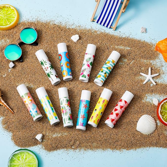 100 Pcs Summer Lip Balm Bulk Moisturizing Lip Balm Jasmine Flavor Lip Balms Cream Tropical Hawaiian Beach Luau Party Lip Care Product for Stocking Stuffers Beauty Gifts Women Men-FemmiqueWomen