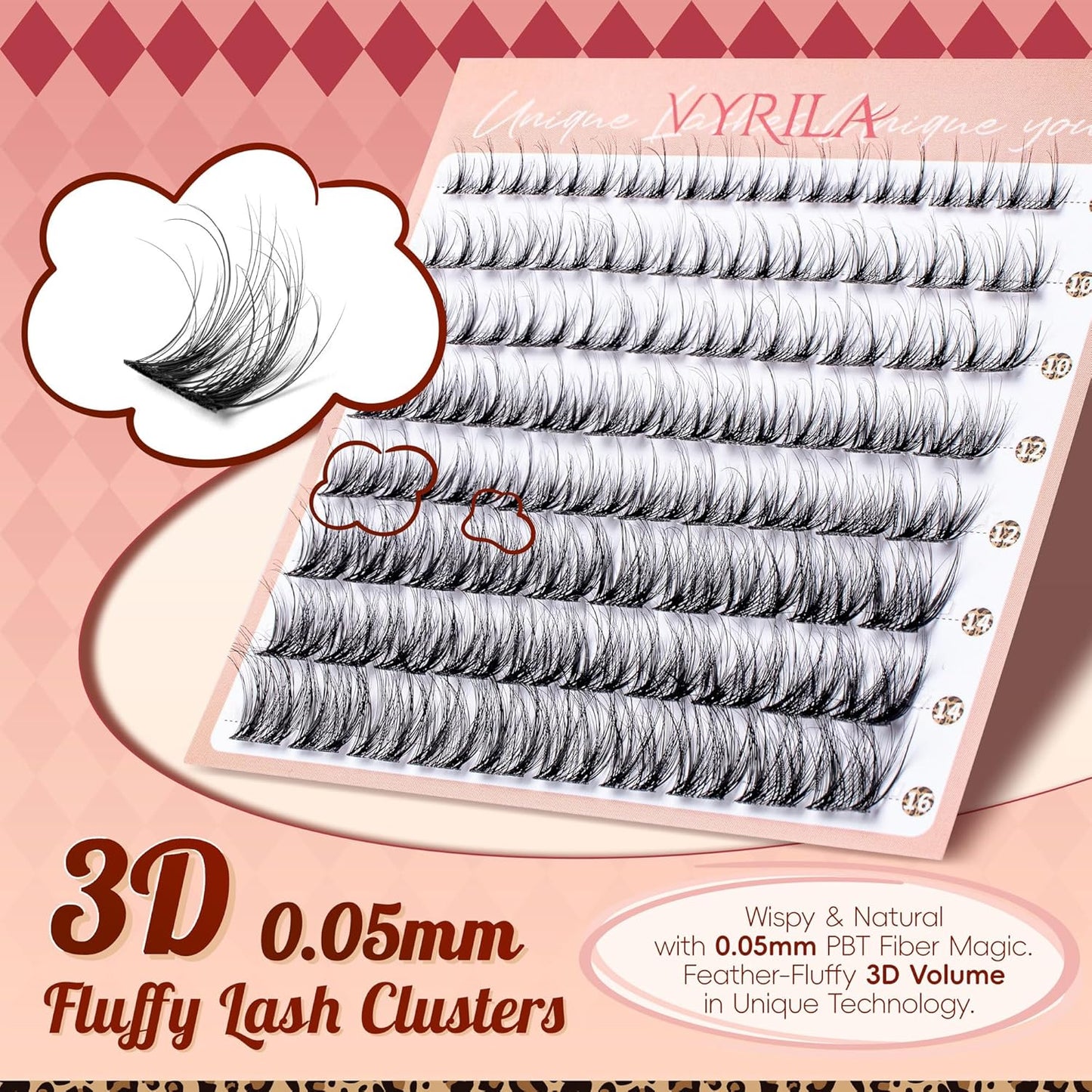 Lash Clusters 0.05mm PBT Fiber Eyelash Clusters, 0.1mm Superfine Invisiband D Curl Diy Lash Extension, 80pcs 8-16mm Individual Lashes Clusters Like Eyelash Extensions (Twilight-D-8-16Mix)-FemmiqueWomen