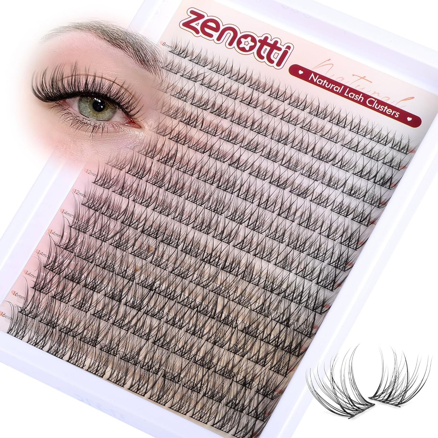 Lash Clusters Natural Look Cluster Eyelash Extensions Wispy Lashes Extensions 8-16mm DIY Individual Lashes 180PCS Thin Band Eyelashes Cluster by zenotti-FemmiqueWomen