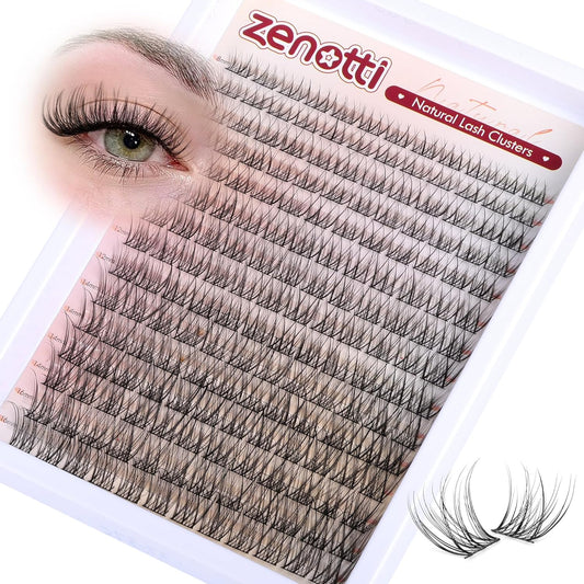 Lash Clusters Natural Look Cluster Eyelash Extensions Wispy Lashes Extensions 8-16mm DIY Individual Lashes 180PCS Thin Band Eyelashes Cluster by zenotti-FemmiqueWomen