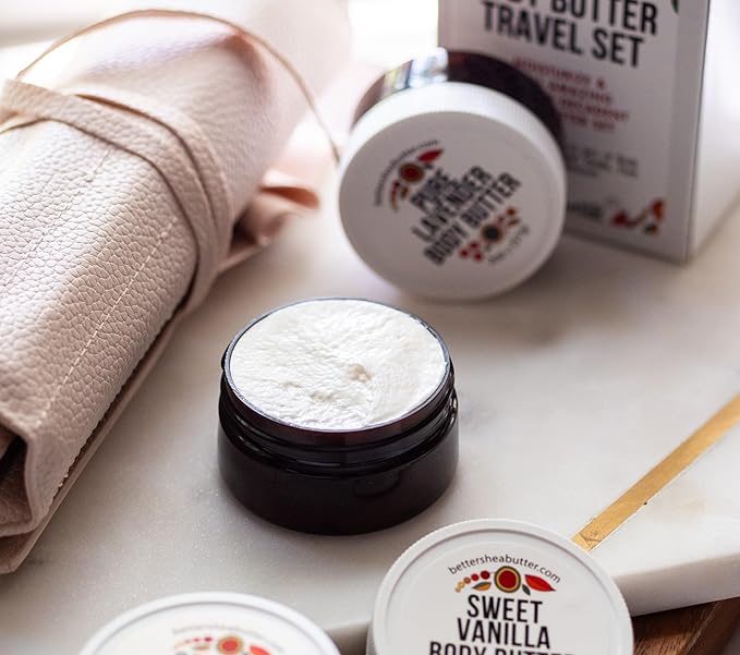 Body Butter Variety Pack | with Organic Shea Butter and Jojoba Oil | Lemon Sage, Lavender, Sweet Vanilla | Body Butter Minis | Trio of Travel Size Lotion | 3 x 2oz Jars-FemmiqueWomen