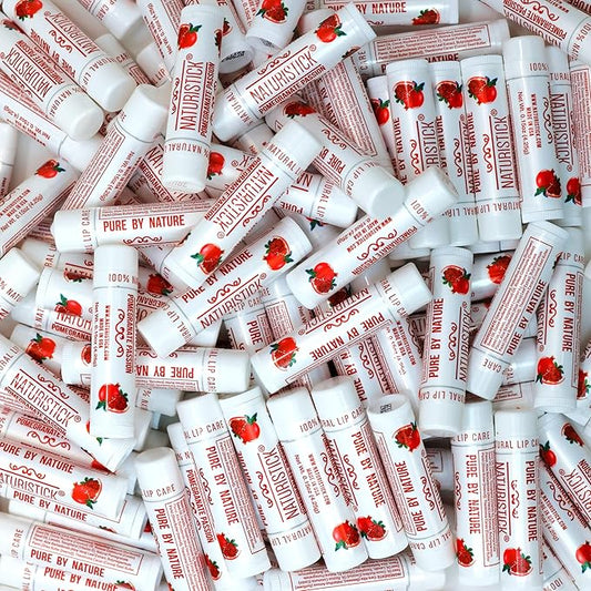 150-Pack Lip Balm in Bulk by Naturistick. Pomegranate Scent. 100% Natural Ingredients. Best Beeswax Chapstick for Dry, Chapped Lips. Made in USA-FemmiqueWomen