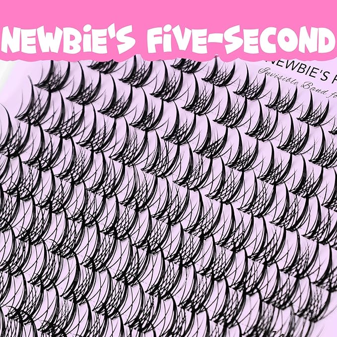 VEYESBEAUTY Lash Clusters Kit Eyelash Extensions Thin & Invisible Band DIY Individual False Eyelashes Newbie's Five-Second Series Lash Tray for Self-application, Sylph Lashes 8-18mm Mixed Length-FemmiqueWomen