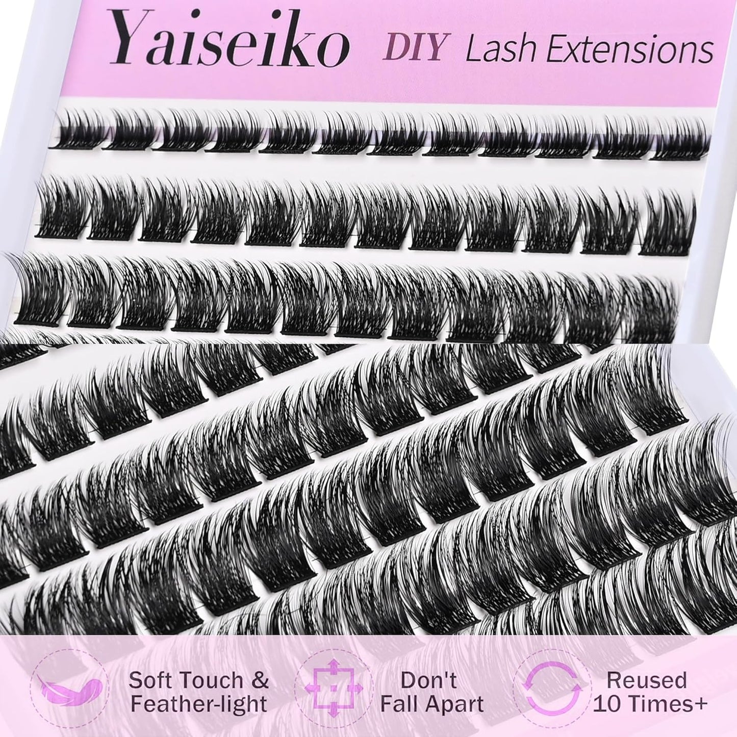 Natural Lash Clusters Eyelash Extensions Wispy Eyelash Clusters Lash Extension 72pcs 8-16MM D Curl Volume Individual Lashes Clusters Natural DIY Eyelash Extension-FemmiqueWomen