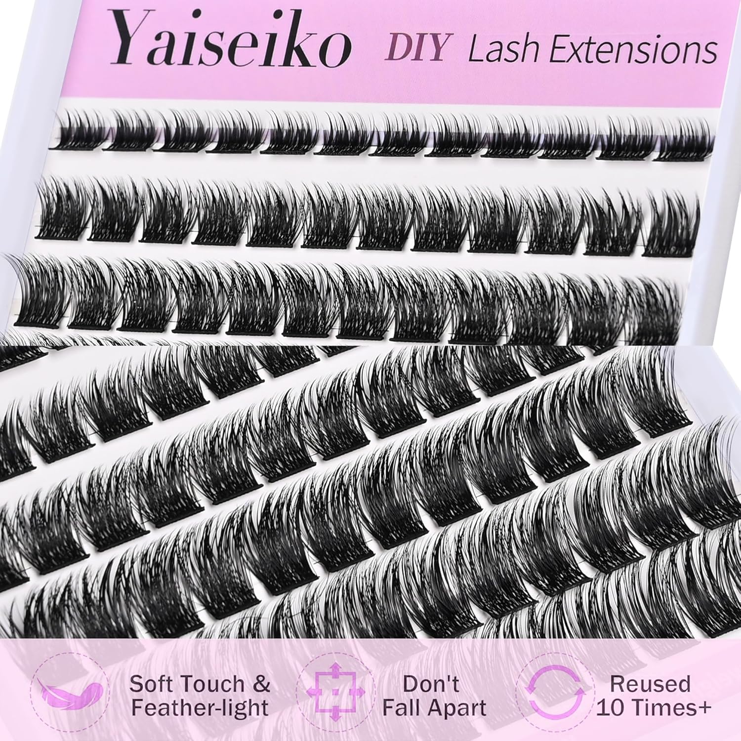 Natural Lash Clusters Eyelash Extensions Wispy Eyelash Clusters Lash Extension 72pcs 8-16MM D Curl Volume Individual Lashes Clusters Natural DIY Eyelash Extension-FemmiqueWomen