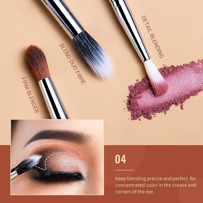 Jessup Eyeshadow Brush Set Professional Eye Blending Brushes for Lid Small Fluffy Soft Eye Brushes 10pcs, T331-FemmiqueWomen