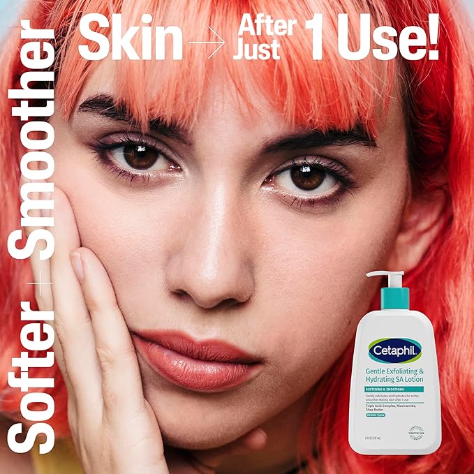 Cetaphil Gentle Exfoliating SA Lotion, Lightweight Moisturizer for All Skin Types, 8 Oz Pump Bottle, Salicylic Acid, Mandelic Acid & Gluconolactone, Gently Exfoliates, Dermatologist Recommended Brand-FemmiqueWomen