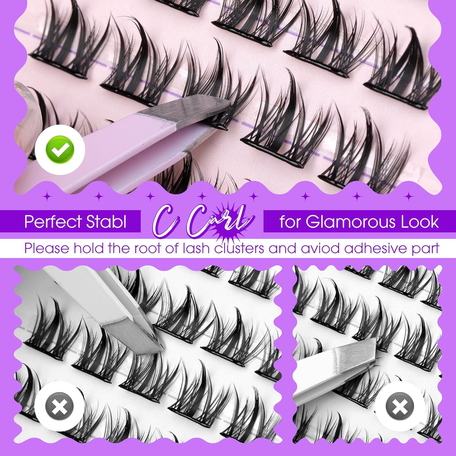 Self Adhesive Eyelashes Manga Lash Clusters Natural Look 8-14MM Wispy Pre Glued Eyelashes Clusters No Glue Needed Press on Lashes Reusable Invisible Band Cluster Eyelash Extensions by JIMIRE-FemmiqueWomen