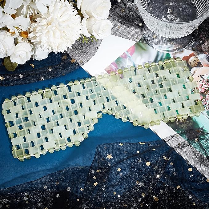 Jade Eye Mask, Eye Mask for Relaxation, Reusable Jade Eye Mask Hot or Cold Using Jade Mask Eyes Sleeping Mask for Alleviate Puffiness Face Massage Relax Eyes Meditation Beauty-FemmiqueWomen