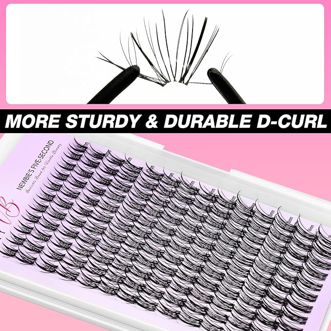 VEYESBEAUTY Lash Clusters Kit Eyelash Extensions Thin & Invisible Band DIY Individual False Eyelashes Newbie's Five-Second Series Lash Tray for Self-application, Sylph Lashes 8-18mm Mixed Length-FemmiqueWomen