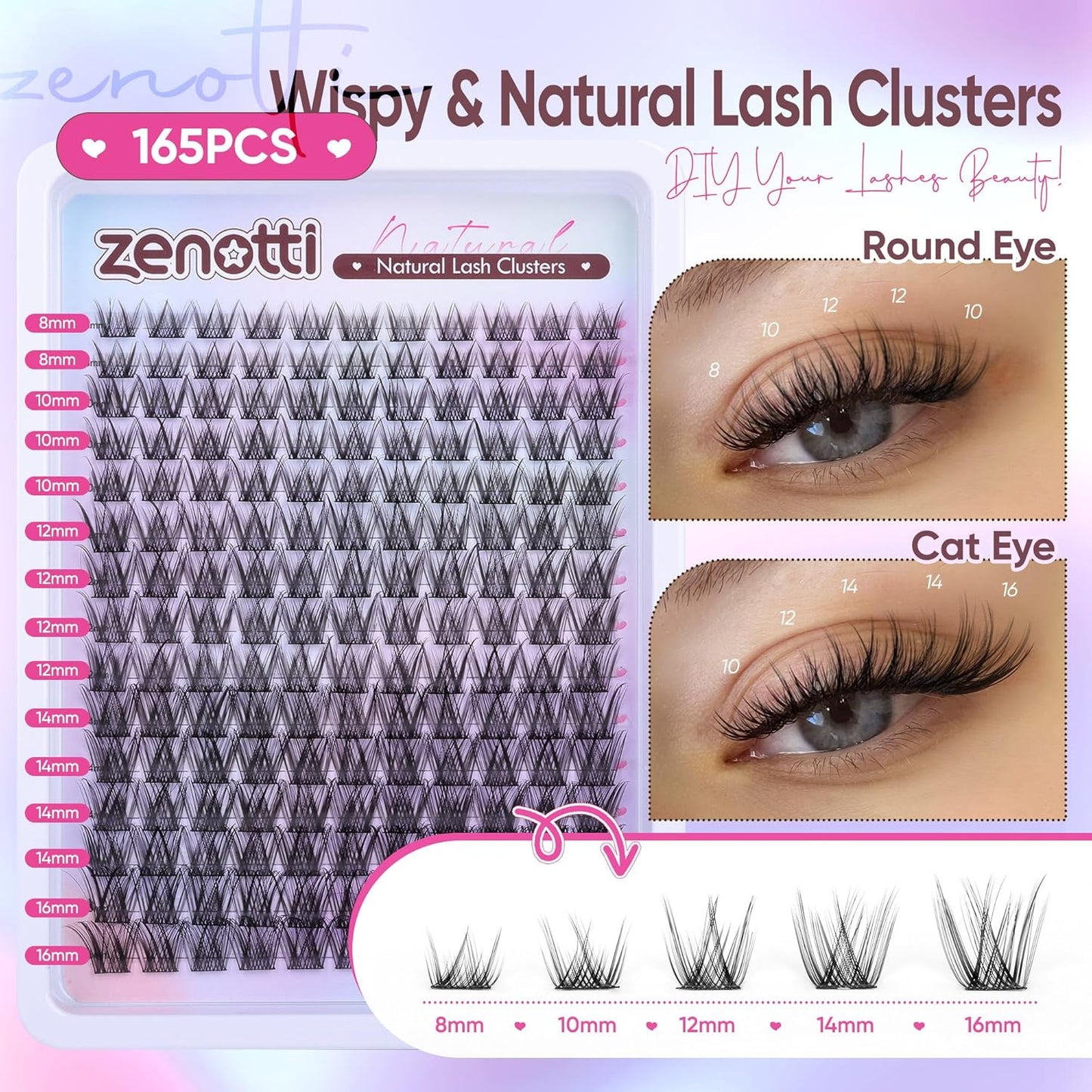 Wispy Lash Clusters Natural Eyelash Extensions Pestañas Postizas Naturales C Curly Individual Lashes 8-16mm DIY Lash Extension by zenotti-FemmiqueWomen