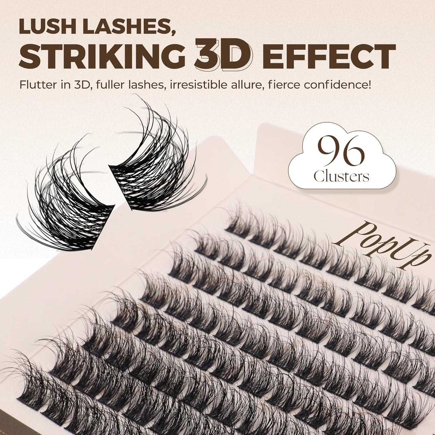 PopUp Cluster Lashes Wispy Cluster Eyelash Extensions 3D DIY Lash Clusters 10-16mm Multilayered Eyelash Clusters, Reusable Fluffy Individual Lashes Cluster(BDD02)-FemmiqueWomen
