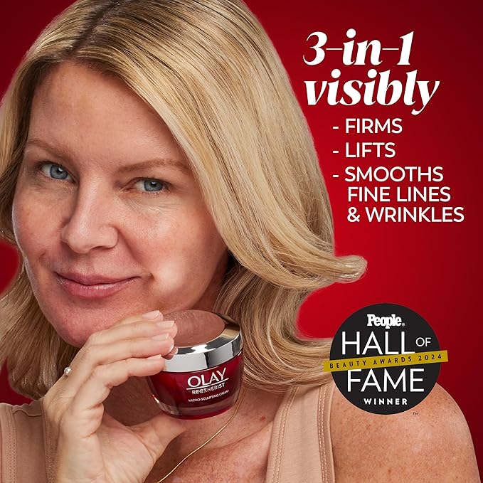 Olay Face Moisturizer, Regenerist Micro-Sculpting Facial Cream for Women - Instant Hydration, Anti-Aging, Anti-Wrinkle, Firming Skin Care - Hyaluronic Acid, Niacinamide, Amino Peptides, 1.7 Oz-FemmiqueWomen