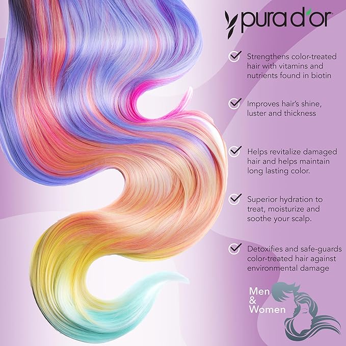 PURA D'OR 16 Oz ColorHarmony Purple Shampoo For Bleached, Blonde, Silver & Color Treated Hair - Keratin, Bamboo Fiber, No Sulfates, Select Natural Ingredients - Men & Women-FemmiqueWomen