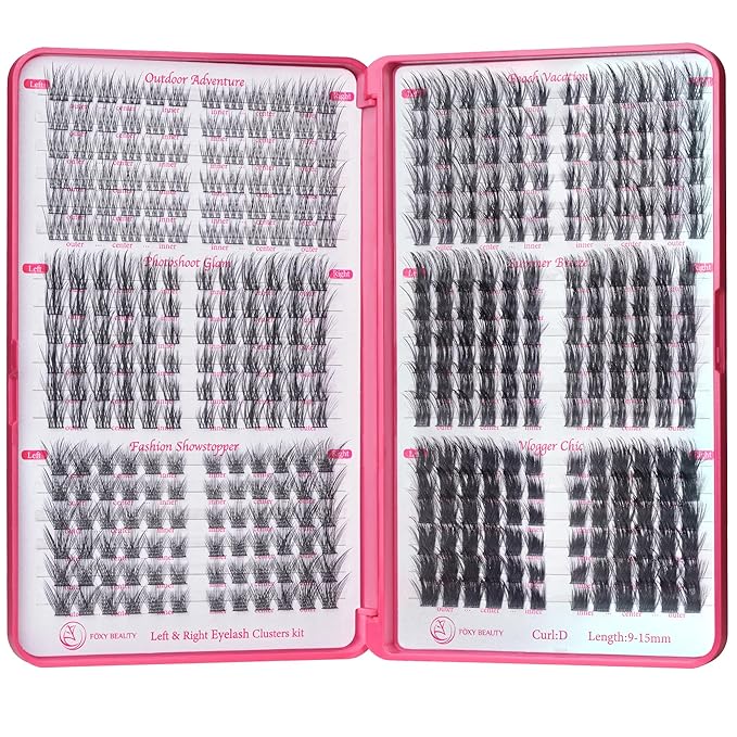 Fluffy Lash Clusters - 360Pcs Natural 0.05D Eyelash Clusters, Left & Right Eyelashes, Urtra Lightweight Cat Eye Clusters for Starter DIY at Home(Eyelashes Only）-FemmiqueWomen