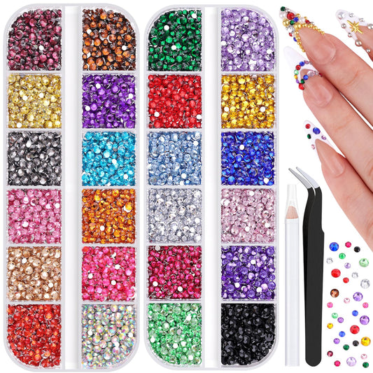 10000Pcs Small Resin Rhinestones for Nail Art, Colorful 2/3MM Flatback Bedazzling Gems, Nail Rhinestones and Gems Crystals Charms for Acrylic Tips Manicure Decor-FemmiqueWomen