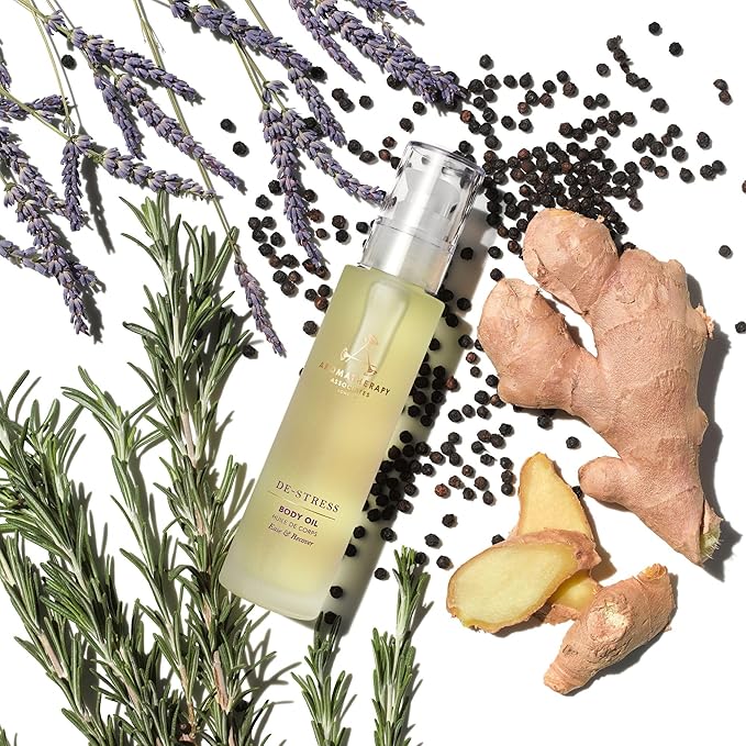 Aromatherapy Associates De-Stress Body Oil Made with Ginger and Rosemary Essential Oils and Arnica Flower Extract (3.4 fl oz)-FemmiqueWomen