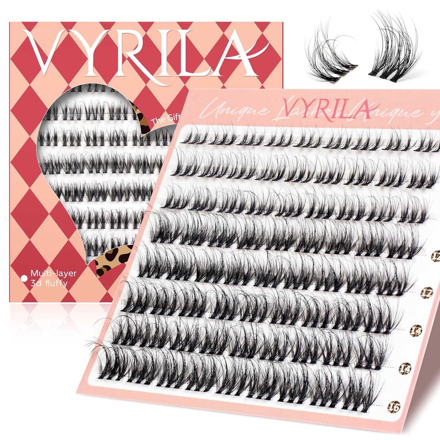 Lash Clusters 0.05mm PBT Fiber Eyelash Clusters, 0.1mm Superfine Invisiband D Curl Diy Lash Extension, 72pcs 8-16mm Individual Like Eyelash Extensions (Soul-D-8-16Mix)-FemmiqueWomen