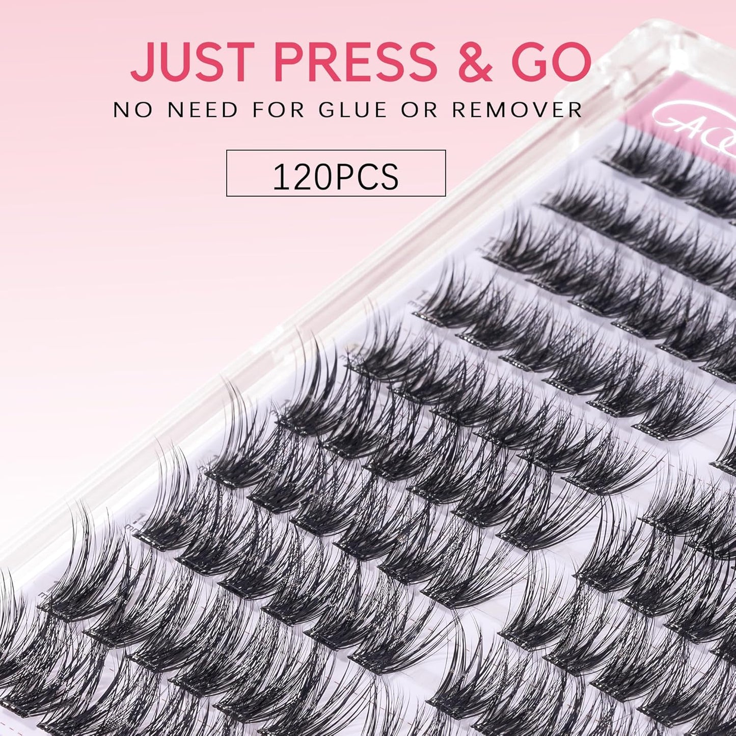 GAQQI Self Adhesive Eyelash Clusters, Volume No Glue Lashes 10-16mm, No Band Self Adhesive Lash Clusters 120pcs, Press On Lashes Invisible Band, With Lash Tweezer (CLASSIC)-FemmiqueWomen