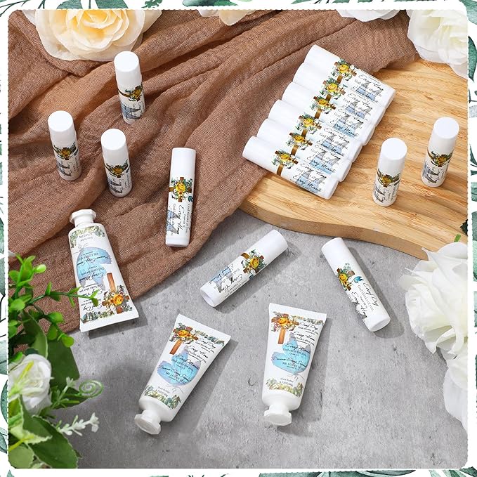 144 Pcs Christian Lip Balm Hand Cream Set Party Favors, Include 36 Bible Lip Balm 36 Moisturizing Hand Cream 36 Bags 36 Cards and Ropes for Accessories Gifts (Biblical, Cross)-FemmiqueWomen
