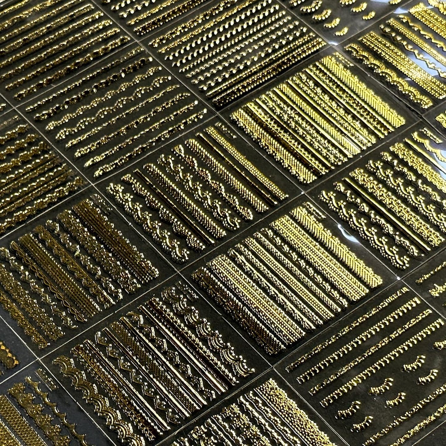 30 Sheets Gold Line Nail Art Stickers Gold Lace Nail Stickers 3D Self-Adhesive Gold Nail Decals Acrylic Nails DIY Design Nail Supplies for Women-FemmiqueWomen