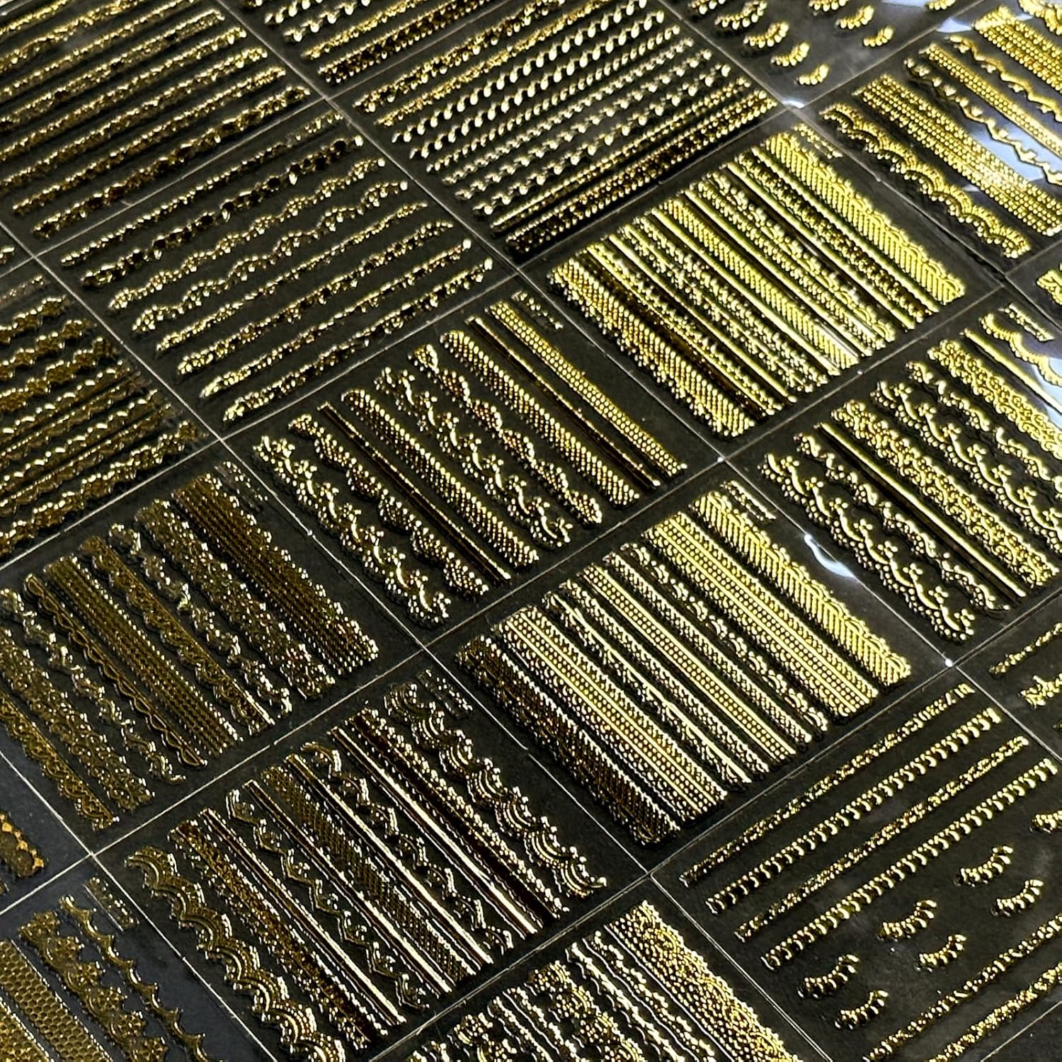 30 Sheets Gold Line Nail Art Stickers Gold Lace Nail Stickers 3D Self-Adhesive Gold Nail Decals Acrylic Nails DIY Design Nail Supplies for Women-FemmiqueWomen