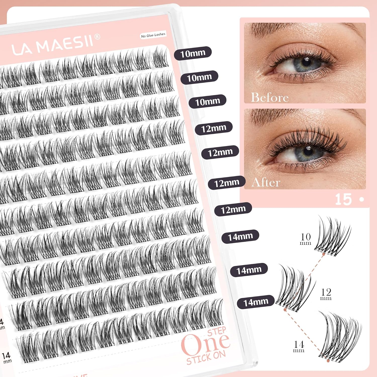 Self Adhesive Eyelashes, 120Pcs Clear Band Lash Clusters, Natural Pre-Glued Eyelash Clusters, No Glue Needed Press On Invisible Band Resuable Eyelashes(SC133)-FemmiqueWomen