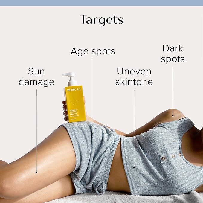 Medix 5.5 Brightening Vitamin C Cream + Coconut Oil Moisturizer Skin Care Set | Body Cream & Face Lotion Bundle | Firming Body Lotion Set For Women, Crepey Skin Treatment, Wrinkles, Cellulite, 2PC-FemmiqueWomen