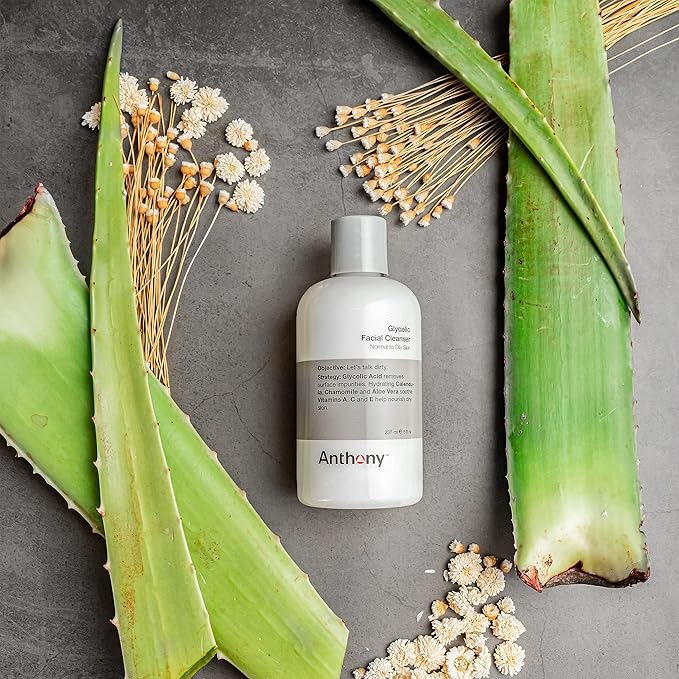 Anthony Glycolic Facial Cleanser for Men, Daily Exfoliating & Hydrating Face Wash, Shave Prep, Non-Foaming, Deep Cleansing, Gentle on Sensitive Skin, Removes Dirt & Oil, Smooths Texture, 8 Fl Oz-FemmiqueWomen