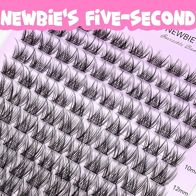 VEYESBEAUTY Lash Clusters Individual Eyelash Extensions Thin & Invisible Band DIY False Eyelashes for Self-application Newbie's Five-Second Series Wispy Lash Tray, LuxeBold 8-16mm Mixed Length-FemmiqueWomen