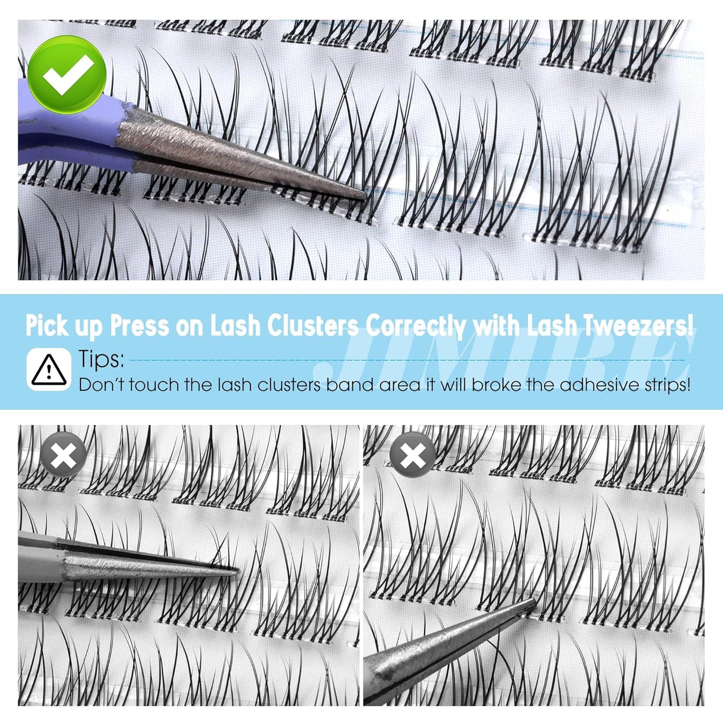 JIMIRE Natural Self Adhesive Eyelashes Wispy Pre Glued Lash Clusters No Glue Needed Press on Lashes Reusable Self Adhesive Lash Clusters Easy to Apply 9-12MM 108Pcs Pack-FemmiqueWomen