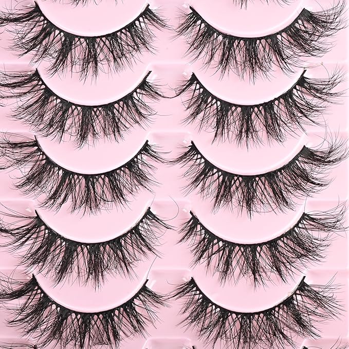 FARRED Cat Eye Lashes Short Natural Eyelashes 15mm Fluffy Wispy Strip Eyelash 14 Pairs Cute Natural Fake Lashes Packs Small Full Pestañas Set (F10 | 9-15mm)-FemmiqueWomen