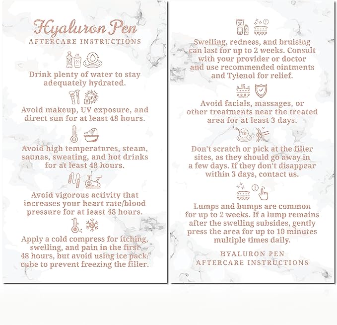 100 Pack - Premium Hyaluron Pen Lip Filler Aftercare Instructions Card 2 x 3.5" Accessories Supplies Kit Care - HP21A100_N-FemmiqueWomen