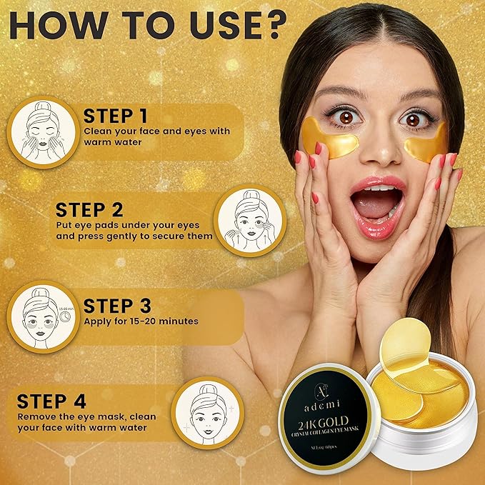 24k Gold Crystal Collagen Eye Mask-FemmiqueWomen