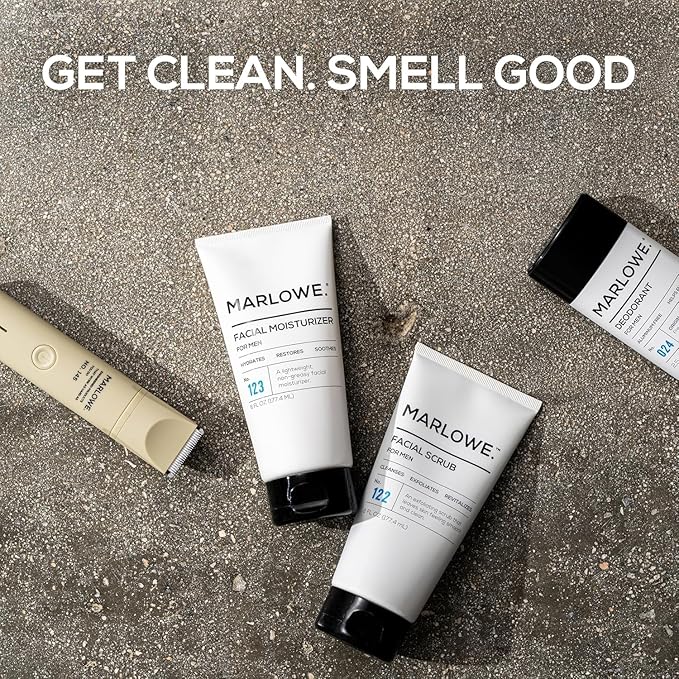 MARLOWE. Skin Care Set, No. 122 Facial Scrub 6 oz & No. 123 Facial Moisturizer 6 oz with Natural Extracts & Antioxidants, Cleanses, Exfoliates, Hydrates & Soothes-FemmiqueWomen