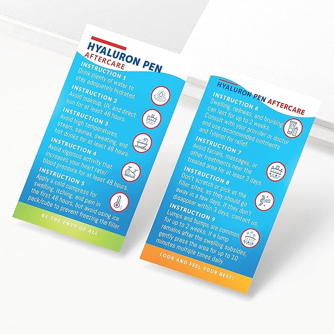 100 Pack - Premium Hyaluron Pen Lip Filler Aftercare Instructions Card 2 x 3.5" Accessories Supplies Kit Care - HP12A100_N-FemmiqueWomen