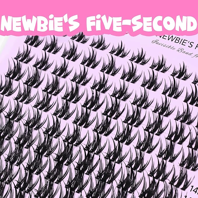 VEYESBEAUTY Lash Clusters Kit Eyelash Extensions Thin & Invisible Band Individual False Eyelashes Newbie's Five-Second Series Wispy Lash Tray for Self-application, Camellia Lashes 8-18mm Mixed Length-FemmiqueWomen