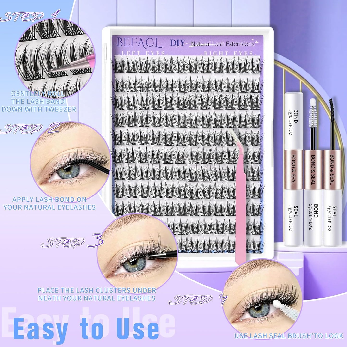 Natural Lash Clusters Wispy Cluster Eyelash Extensions Waterproof Individual Lashes 12&13mm Short Eyelash Clusters Manga Lashes Clusters Kit(132Pcs,C Curl)-FemmiqueWomen