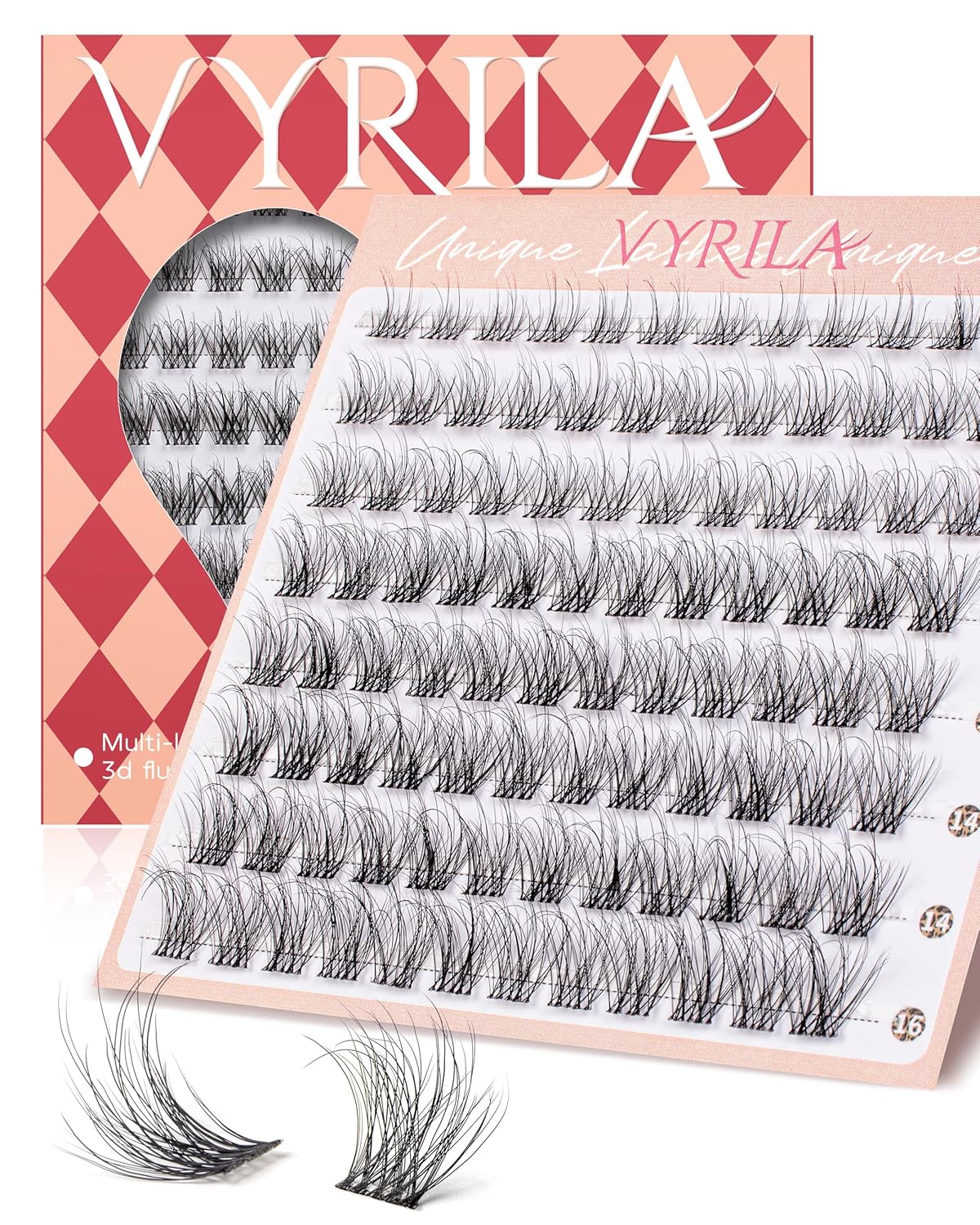 Lash Clusters 0.05mm PBT Fiber Eyelash Clusters, 0.1mm Superfine Invisiband D Curl Diy Lash Extension, 96pcs 8-16mm Individual Like Eyelash Extensions (Dash-D-8-16Mix)-FemmiqueWomen