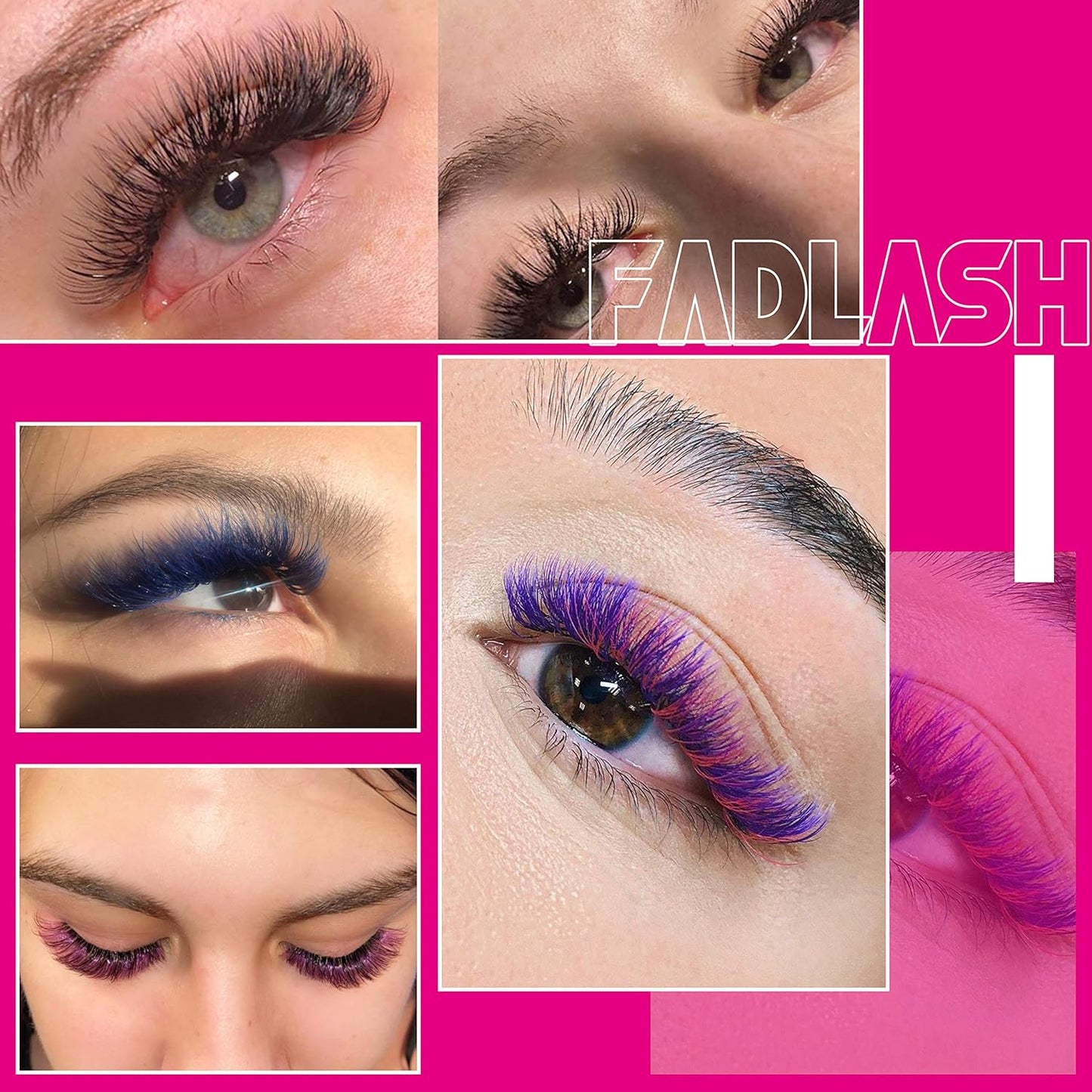 Easy Fan Volume Lashes D Curl Mixed Tray Purple Volume Eyelash Extensions 8-14mm Rapid Blooming Lash Extension Supplies by FADLASH (Purple 0.07-D-Mix)-FemmiqueWomen