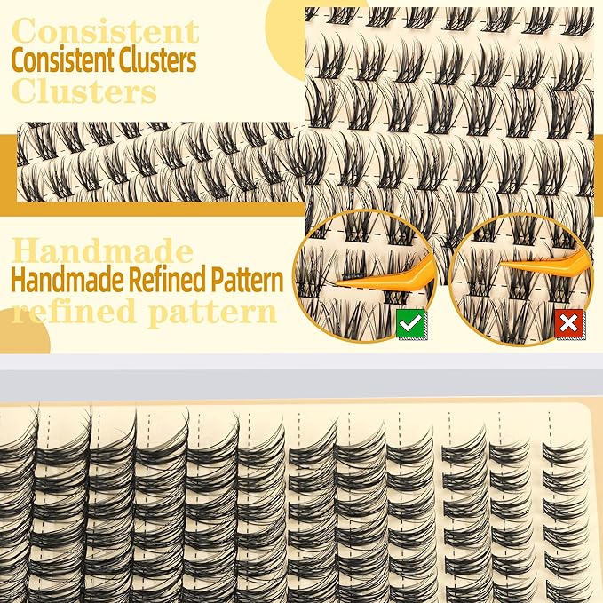 Eyelash Clusters 10-18mm Wispy Eyelash Clusters D Curl DIY Cluster Lash Extension Kit Individual Lashes Kit With Bond & Seal, Glue Remover, Tweezers(LF03 Lashes Set)-FemmiqueWomen