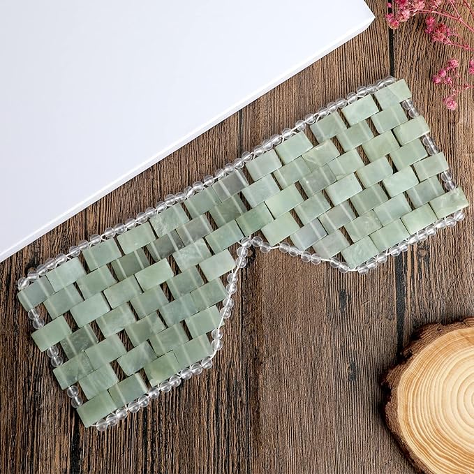 Jade Eye Mask 100% Natural Real Jade Stone Reusable Eye Mask for Hot & Cold Anti Aging，Headache and Migraine Relief Jade Mask for Women Men (Light green jade)-FemmiqueWomen