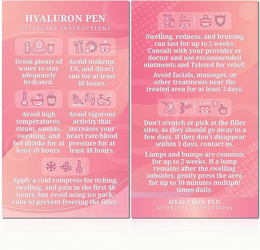 100 Pack - Premium Hyaluron Pen Lip Filler Aftercare Instructions Card 2 x 3.5" Accessories Supplies Kit Care - HP01A100_N-FemmiqueWomen