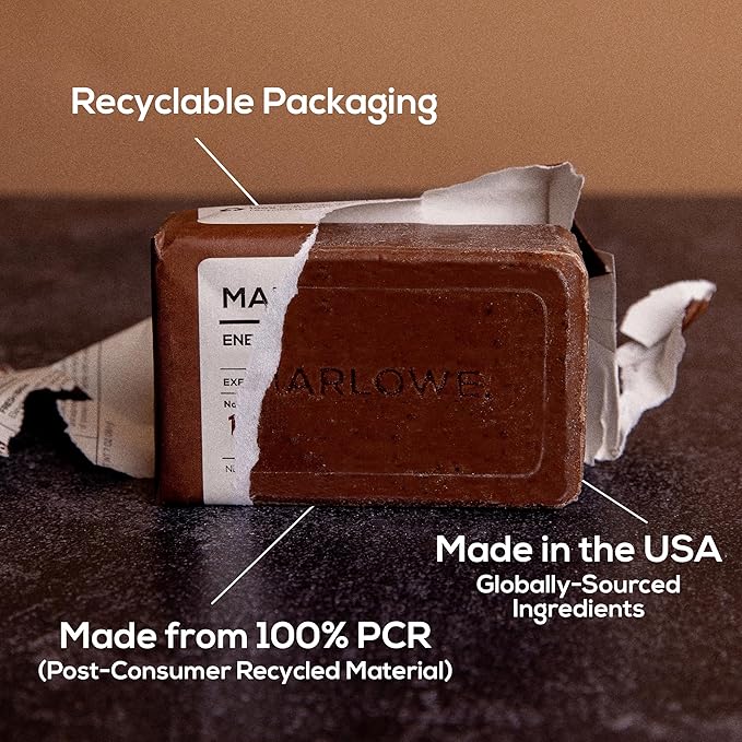 MARLOWE. No. 109 Coffee Bar Soap 7 oz (12 Bars) – Exfoliating Body Scrub for Men with Natural Extracts, Caffeine, Coffee Bean & Cocoa Butter – Energizing Fresh Brewed Scent-FemmiqueWomen