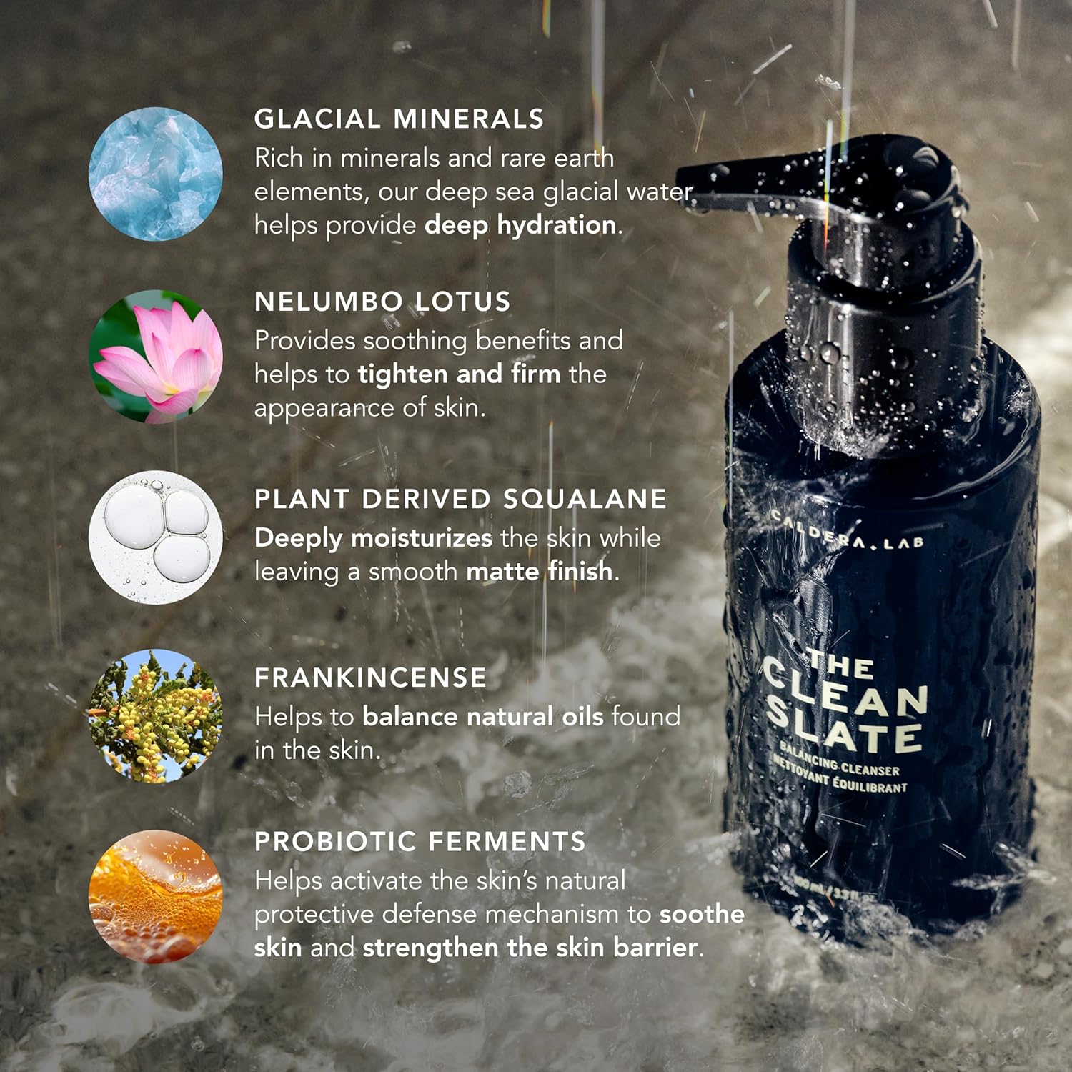 Caldera + Lab The Clean Slate | Men's Organic Foaming Facial Cleanser for Dry, Sensitive, & Normal Skin – Vegan, Natural & Antioxidant Packed Exfoliating Face Wash-FemmiqueWomen