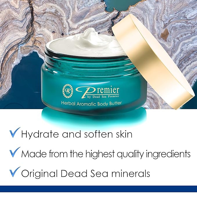Premier Dead Sea Aromatic Body Butter – Herbal, Hydrating Shea Body Butter for Women & Men, Moisturizing, Firming & Anti-Aging Cream for Dry Skin, Hand & Body, 5.95 Fl.oz-FemmiqueWomen