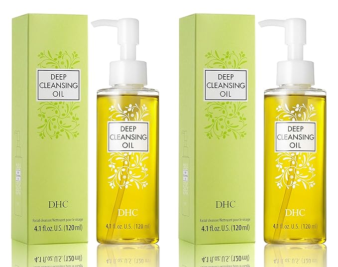 DHC Deep Cleansing Oil Medium 2 pack, Facial Cleansing Oil, Makeup Remover, Cleanses without Clogging Pores, Residue-Free, Fragrance and Colorant Free, All Skin Types, 4.1 fl. oz.-FemmiqueWomen