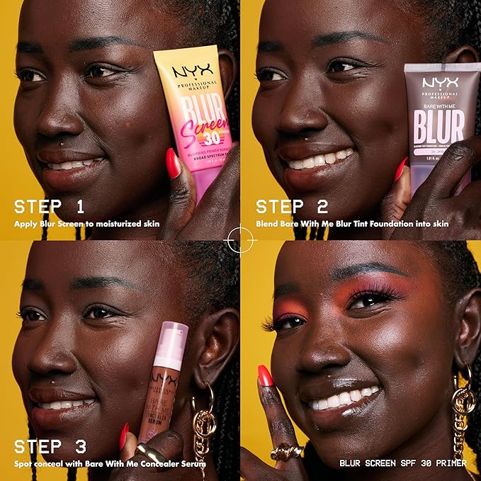 NYX PROFESSIONAL MAKEUP Blurscreen SPF 30 Primer, 3-in-1 Blurring Makeup Primer with Sunscreen, Vegan Formula with No White Cast or Greasy Feeling-FemmiqueWomen