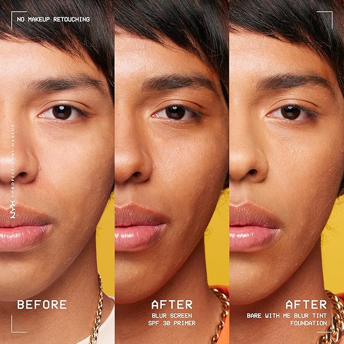 NYX PROFESSIONAL MAKEUP Blurscreen SPF 30 Primer, 3-in-1 Blurring Makeup Primer with Sunscreen, Vegan Formula with No White Cast or Greasy Feeling-FemmiqueWomen